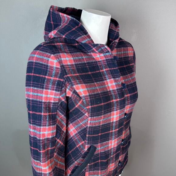 Billabong jacket women's small buffalo plaid grunge y2k quilted hood vintage - Picture 11 of 15